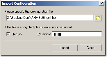 Handy Backup: Importing Backup Configuration